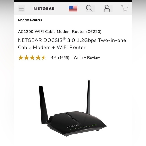 AC 1200 WiFi Cable Modem Router - 802.11 ac Dual Band Gigabit - Up to 340 Mbps - Picture 16 of 16